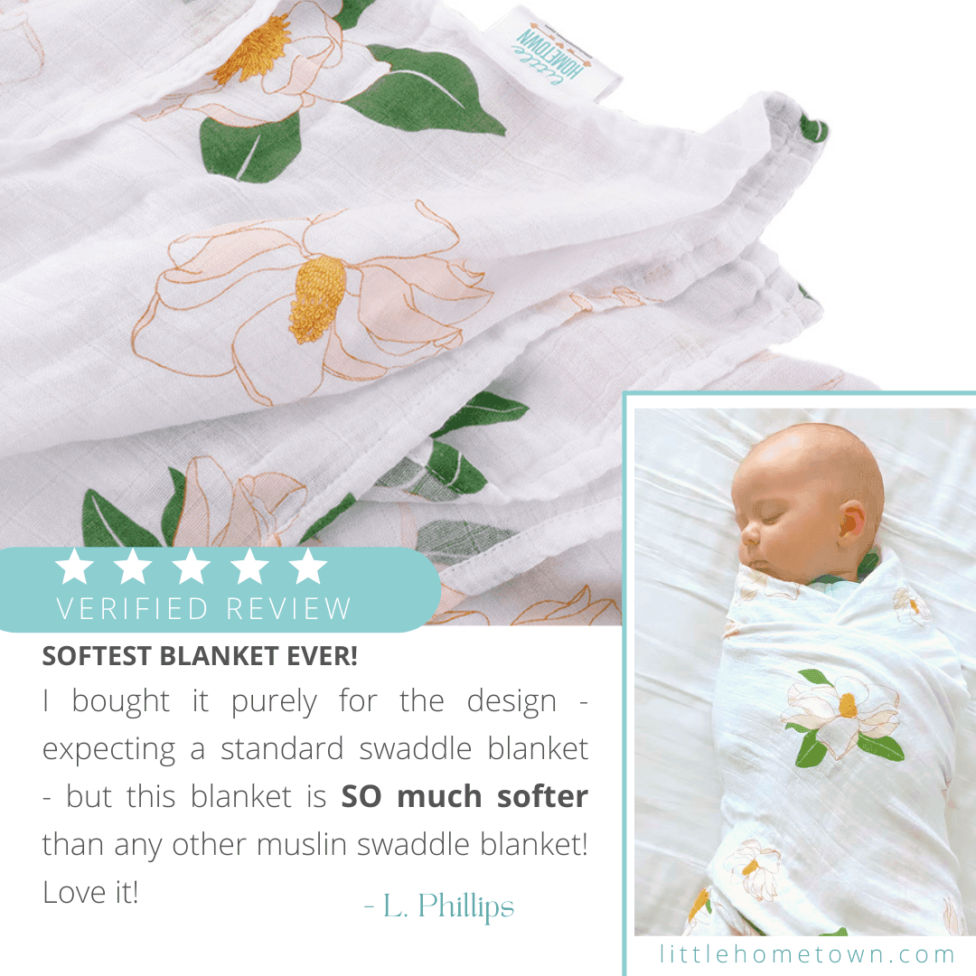 Gift Set: Southern Magnolia Baby Muslin Swaddle Blanket And Burp Cloth/bib Combo