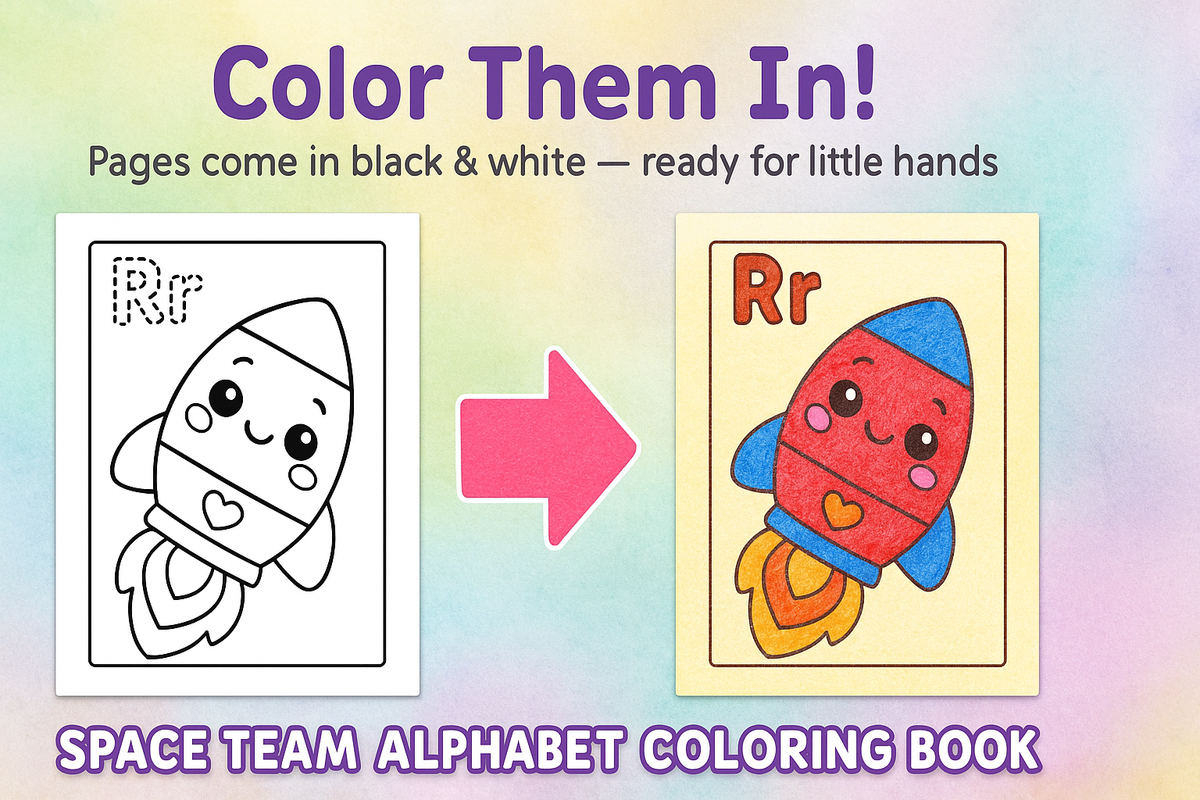 Space Team Alphabet Coloring Book — A–z Tracing Pdf