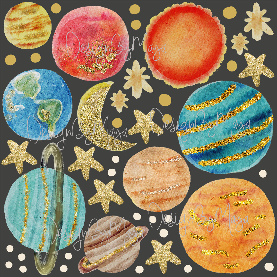 Space Decals - Fabric Nursery Wall Art Decals