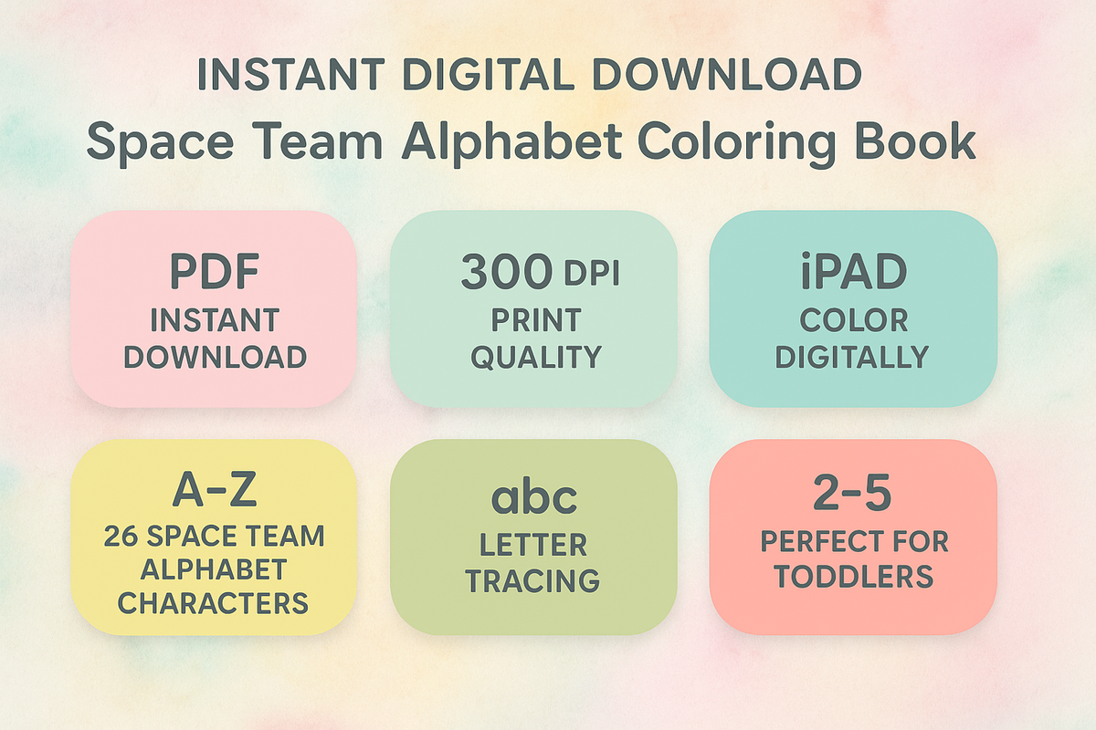 Space Team Alphabet Coloring Book — A–z Tracing Pdf