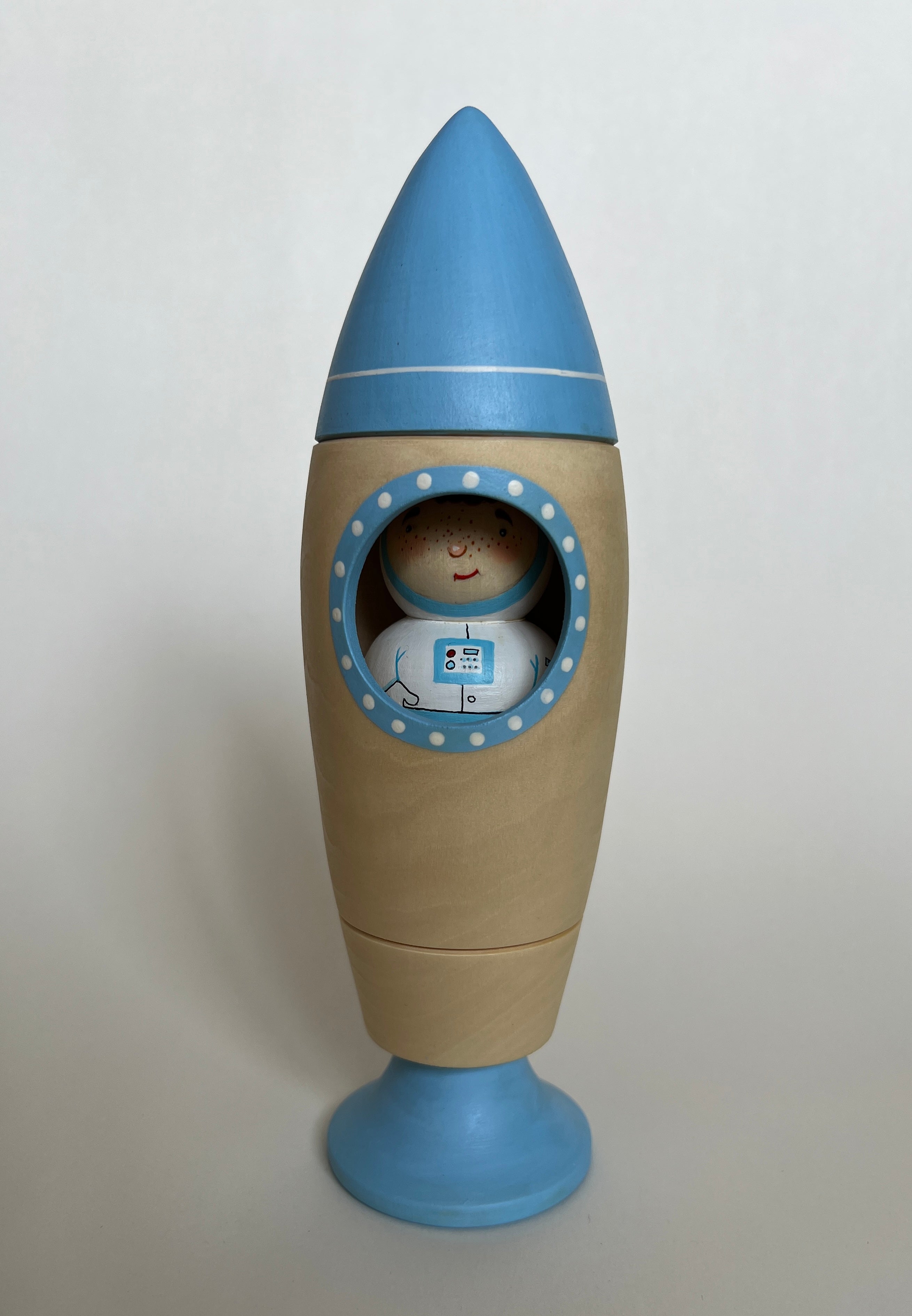 Wooden Rocket Ship Toy With Astronaut