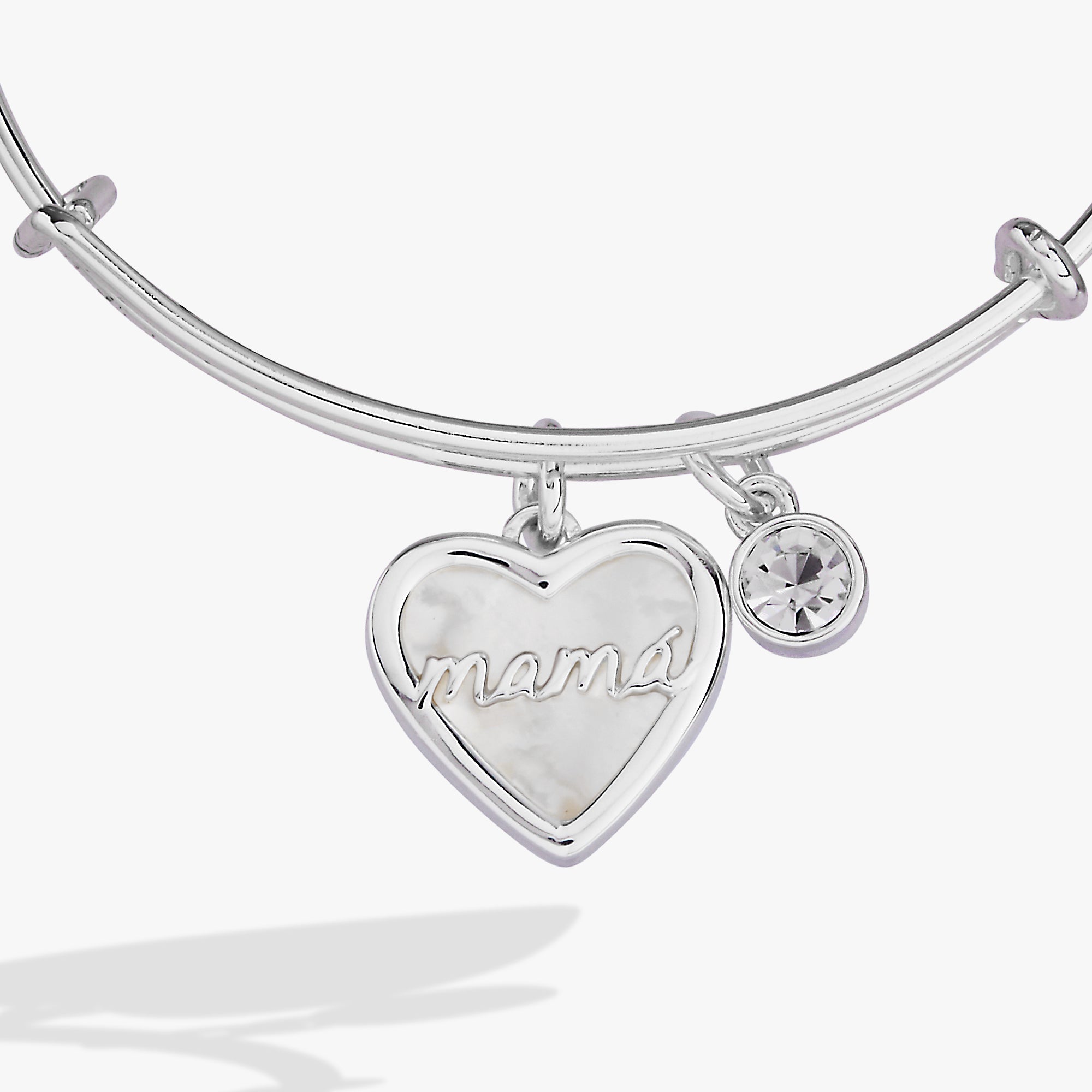 Mamá Mother Of Pearl Heart Charm Bangle