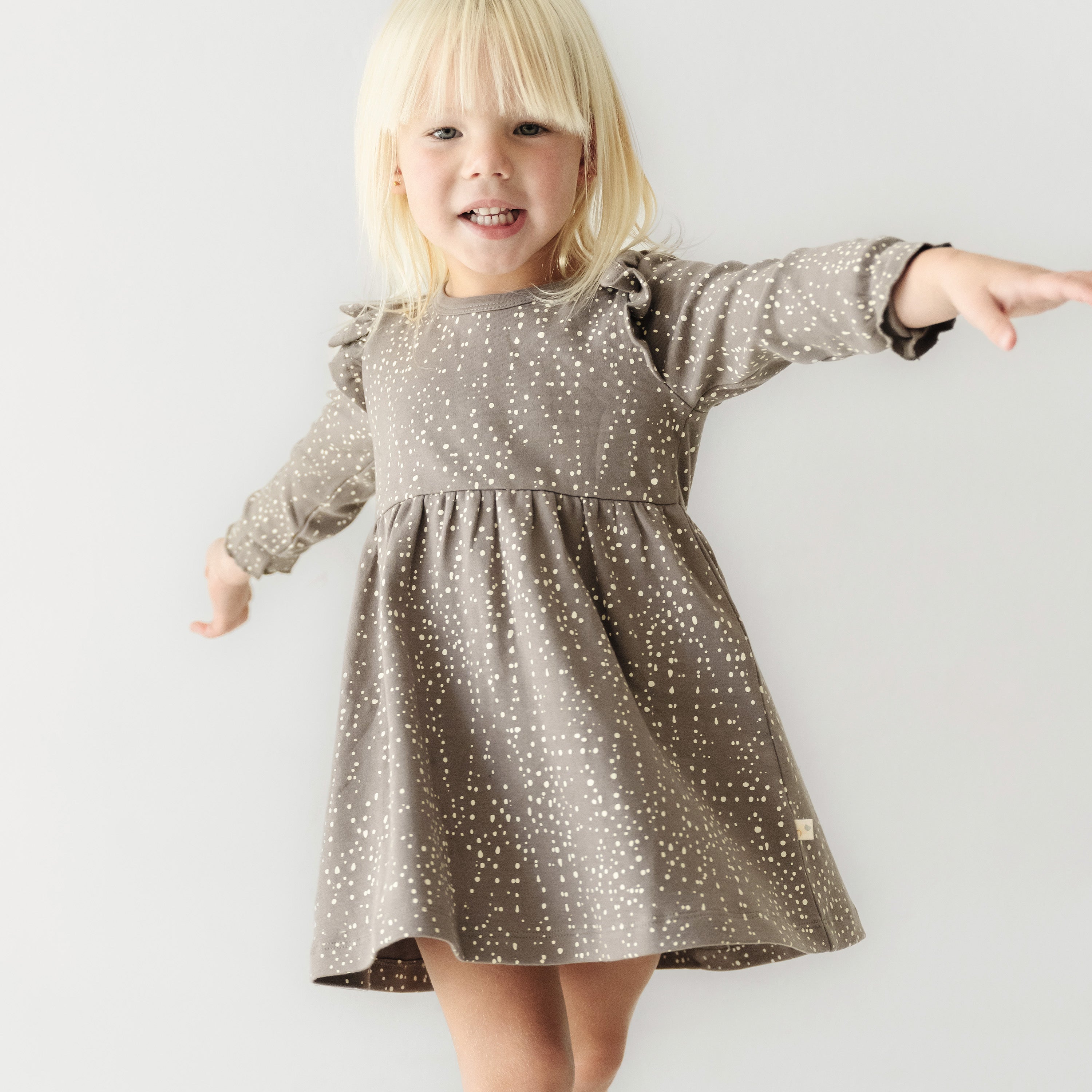 Organic Ruffle Dress - Speckle