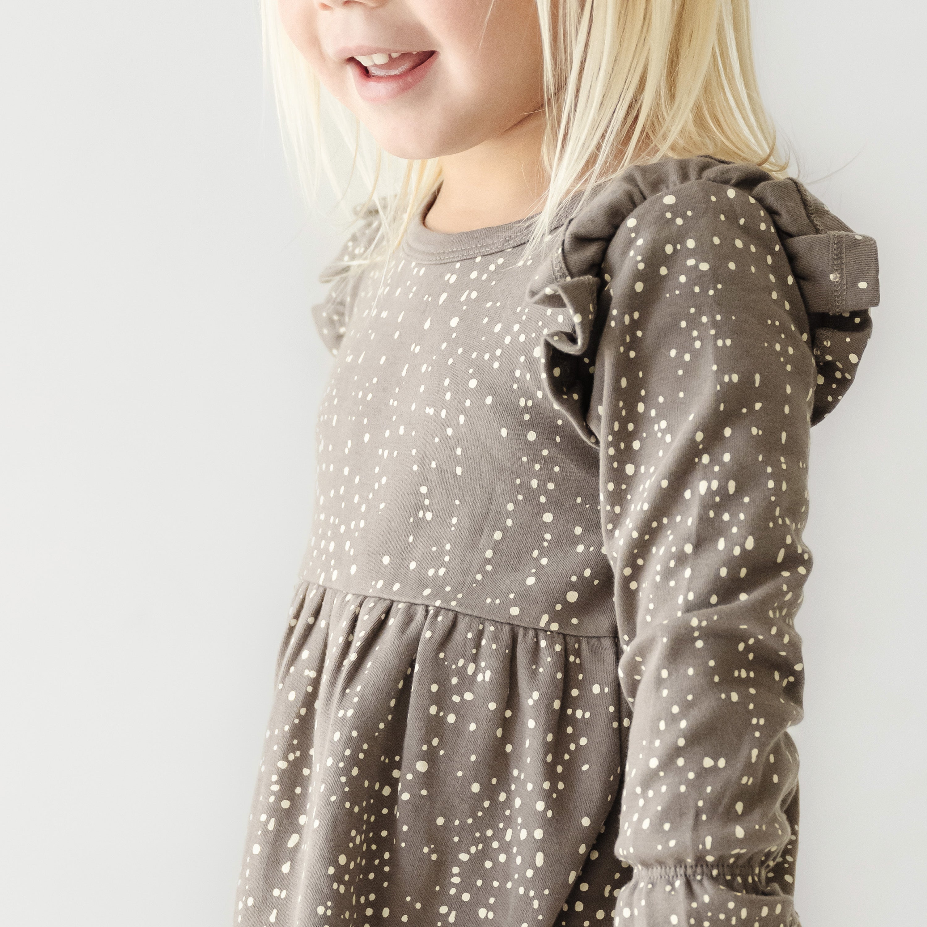 Organic Ruffle Dress - Speckle