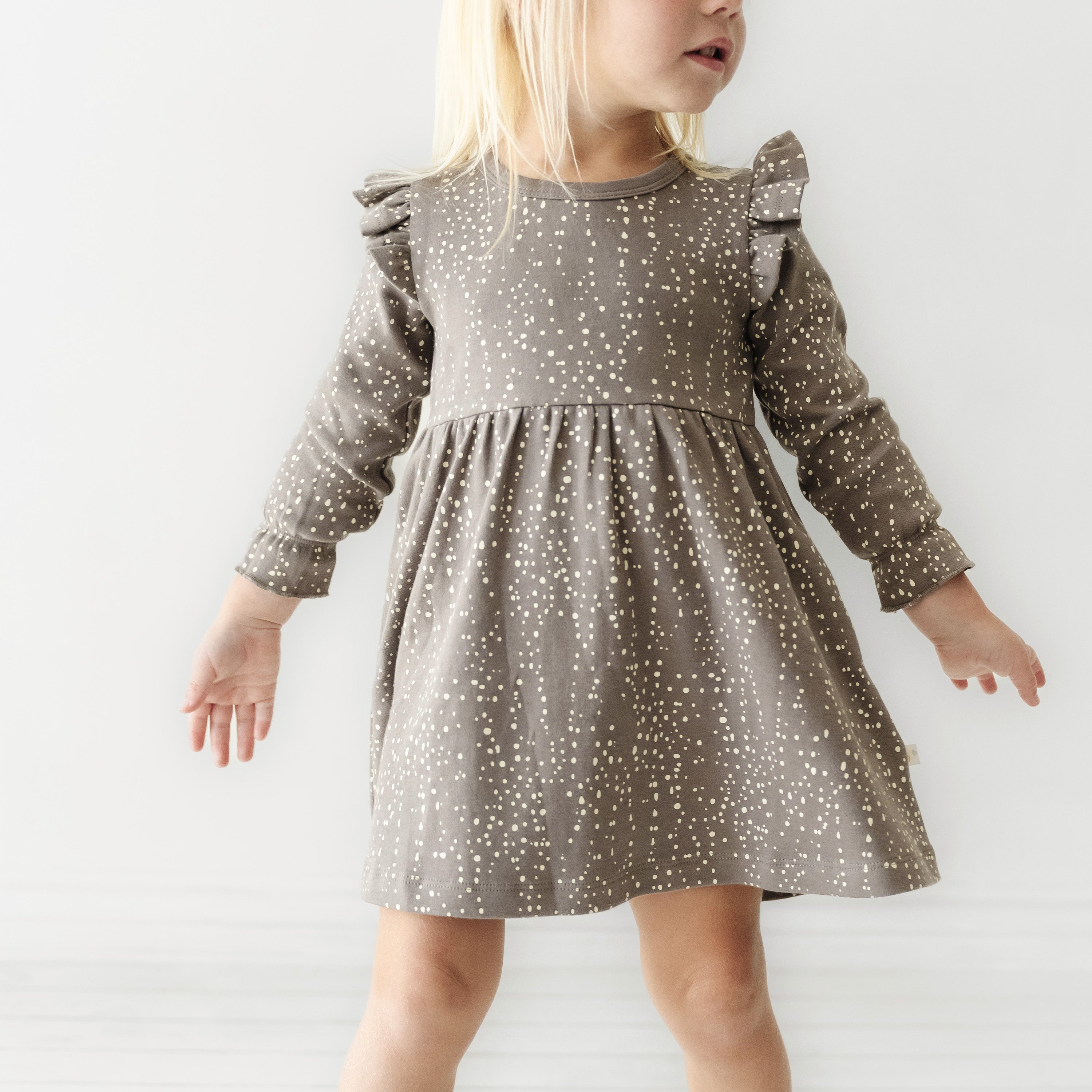 Organic Ruffle Dress - Speckle