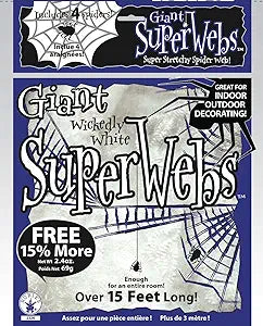 Jumbo White Spider Web W/ 4 Spiders
