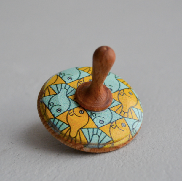 Wooden Spinning Top Toy Painted