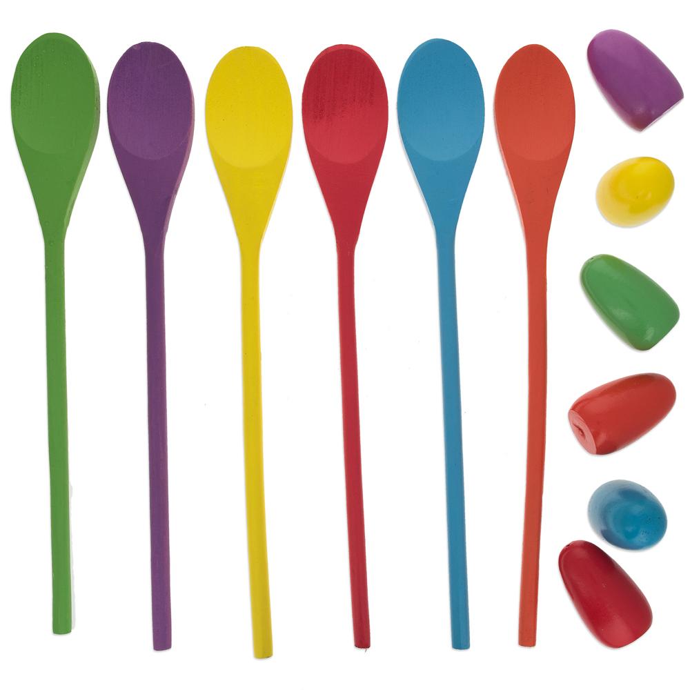 Set Of 6 Easter Eggs And Wooden Spoons Game