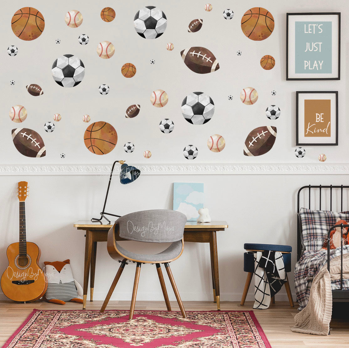 Soccer Players Decals - Fabric Nursery Wall Art Decals