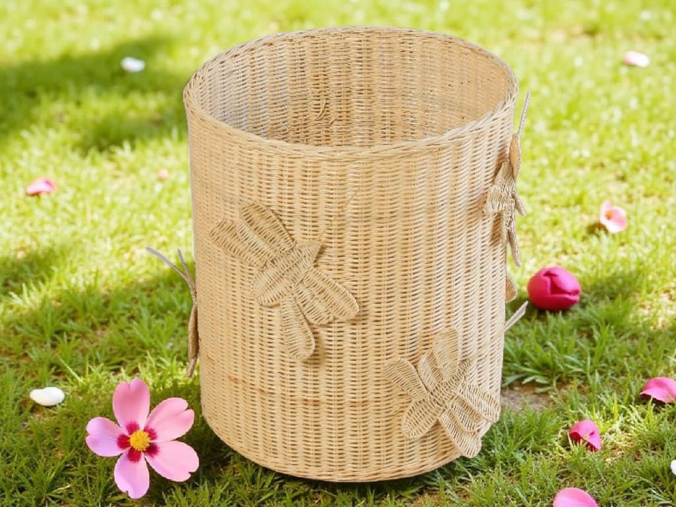 Flutter Wing Hamper Rattan Basket – Handwoven Boho Storage For Toys, Blankets & Laundry