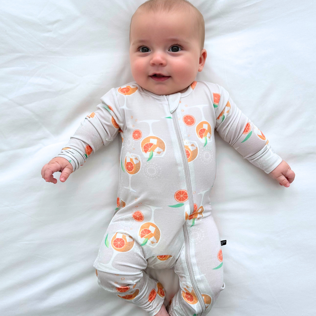 Amalfi Coast Aperol Spritz Gray Zippered Romper