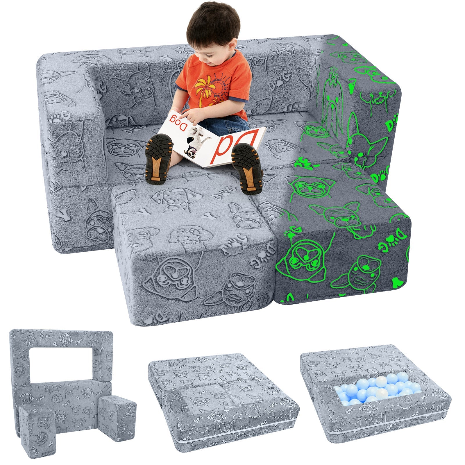Convertible Kids Modular Couch-glow Pattern