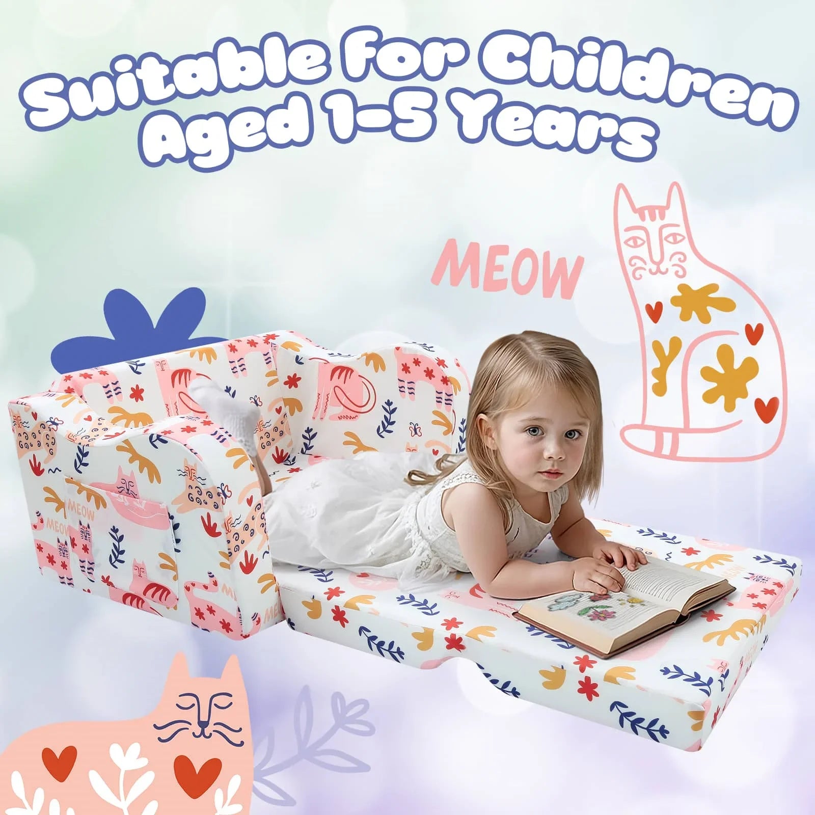 Children's Fold Out Sofa With Patterns