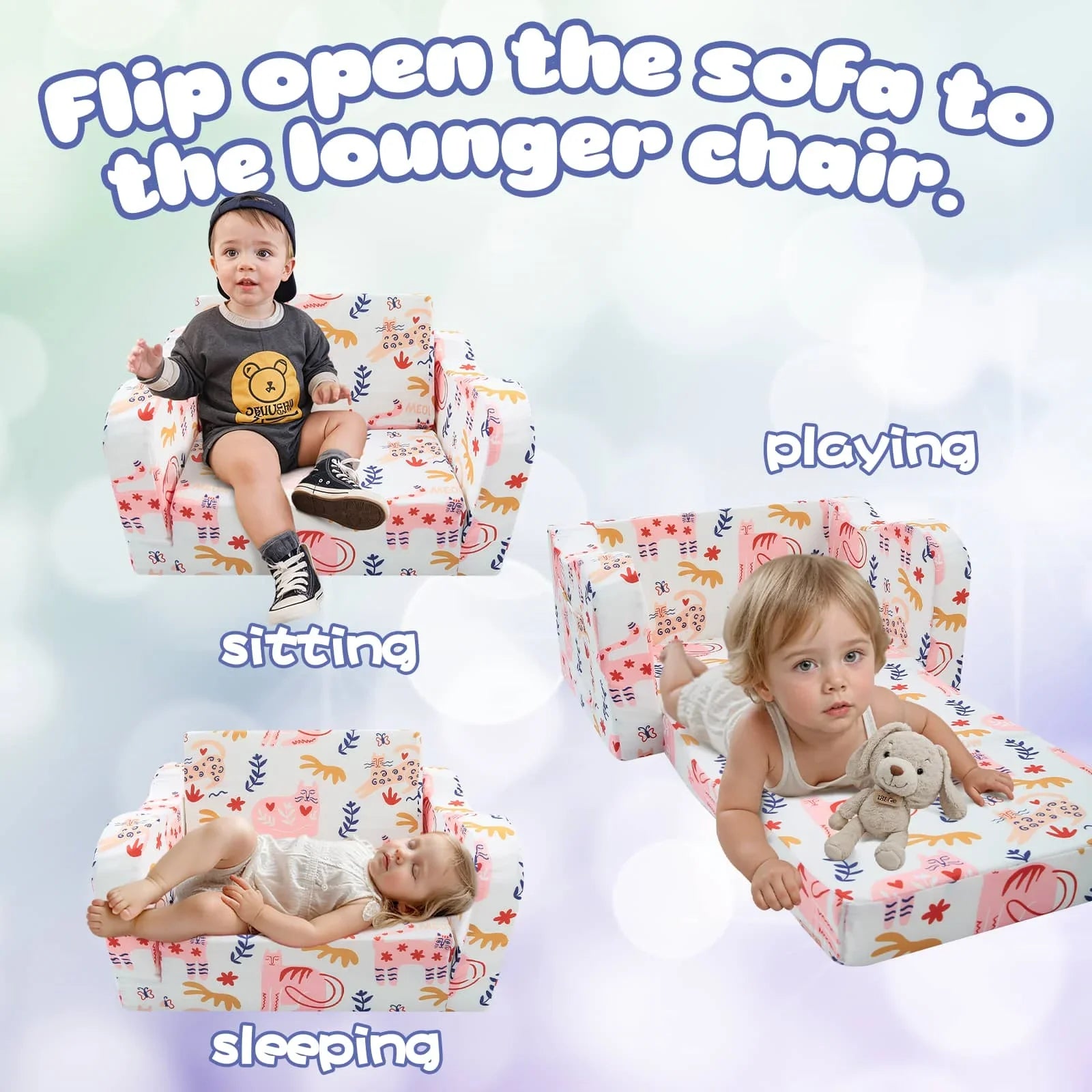 Children's Fold Out Sofa With Patterns