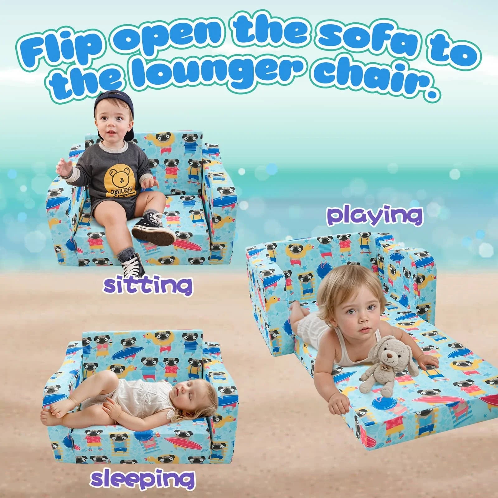 Children's Fold Out Sofa With Patterns