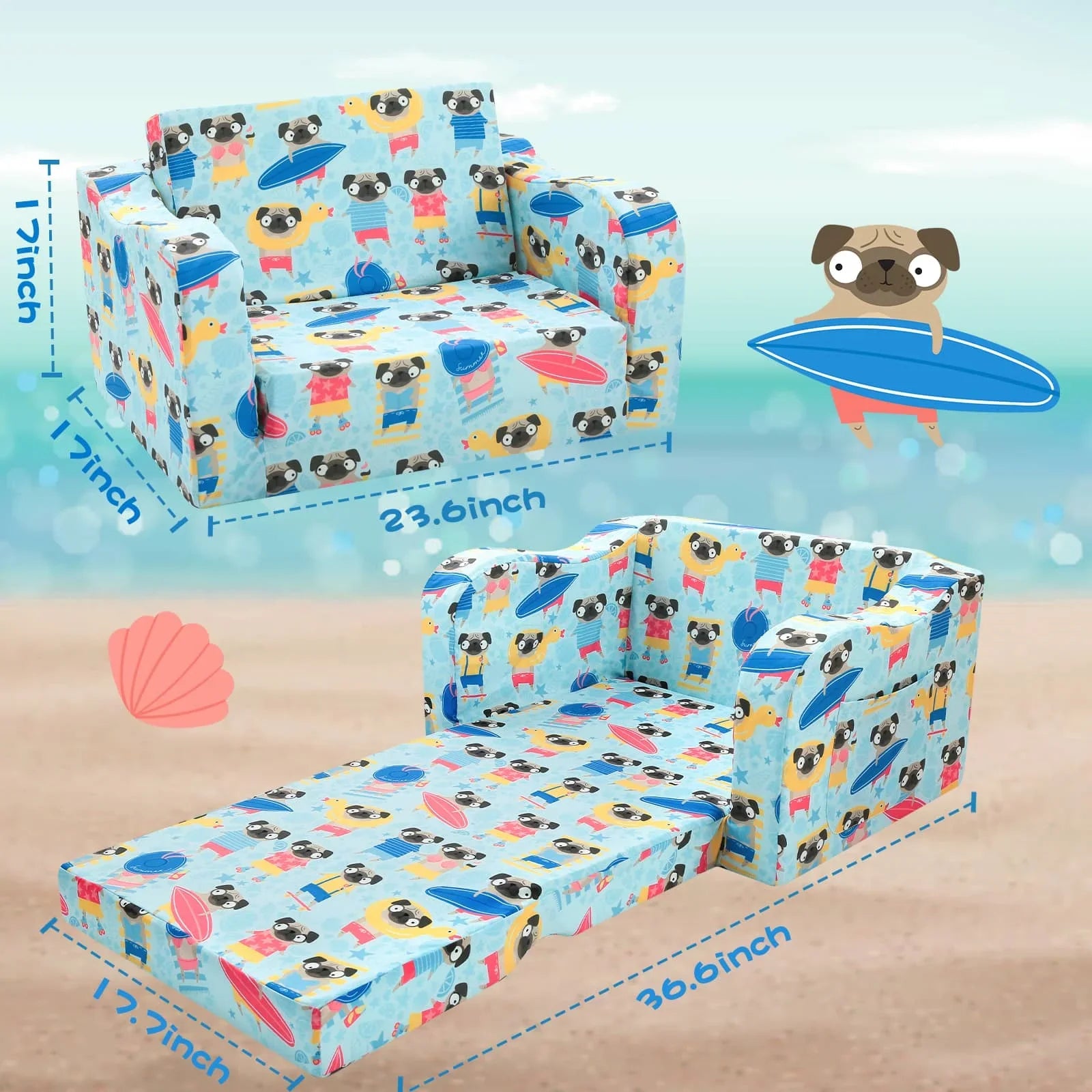 Children's Fold Out Sofa With Patterns