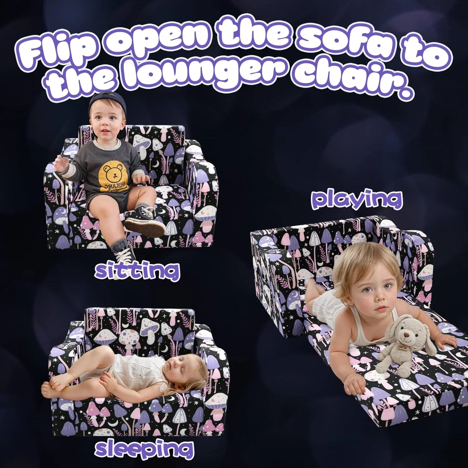 Children's Fold Out Sofa With Patterns