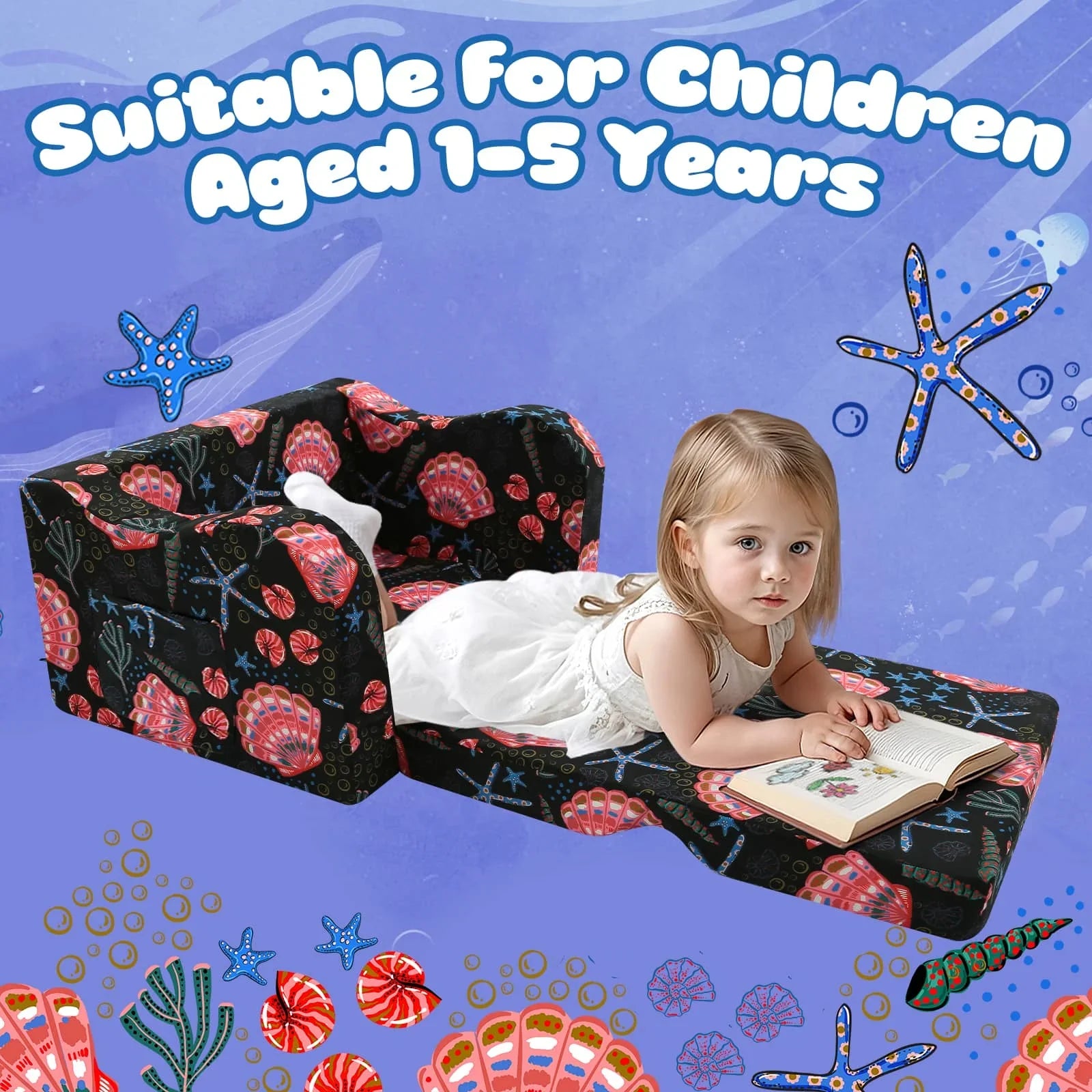 Children's Fold Out Sofa With Patterns