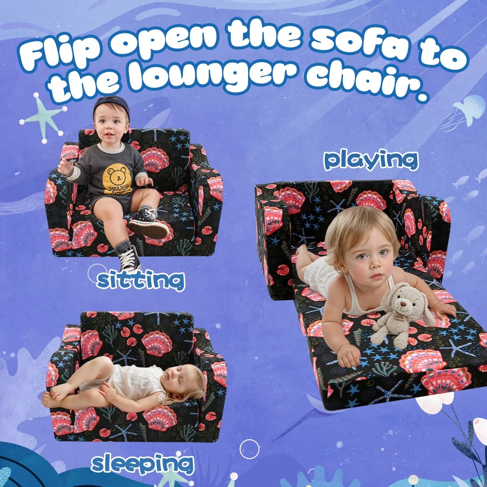 Children's Fold Out Sofa With Patterns