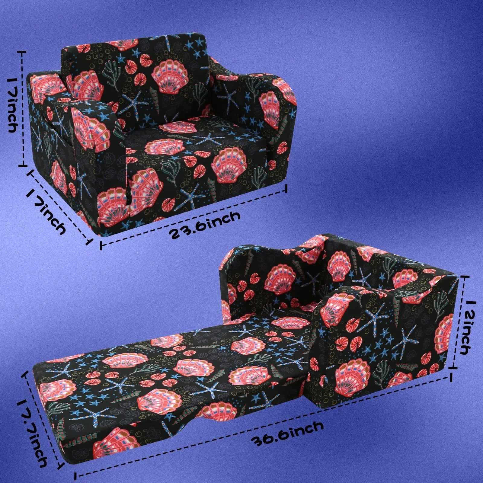 Children's Fold Out Sofa With Patterns