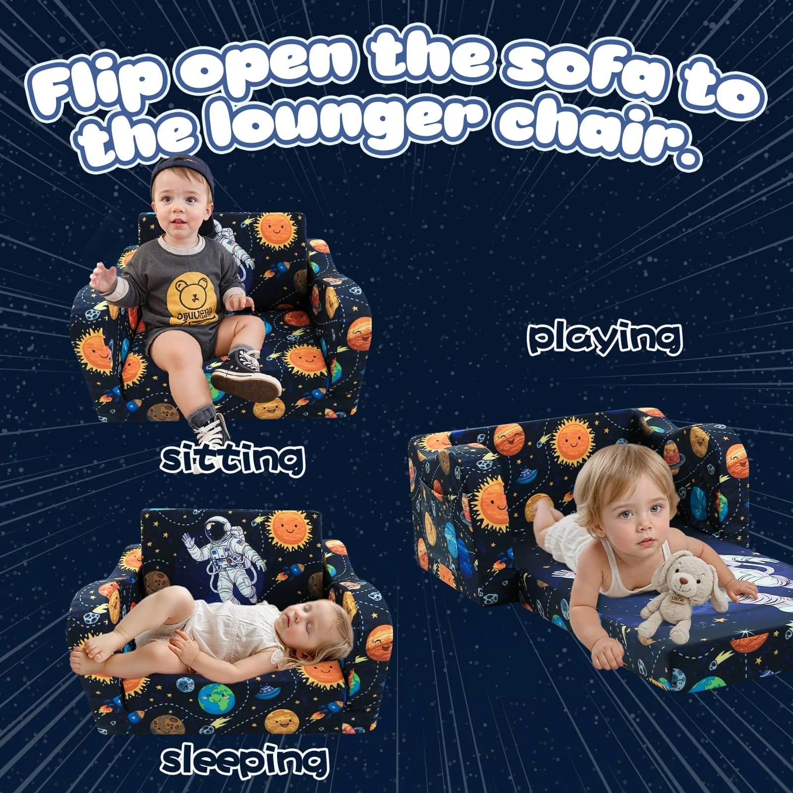 Children's Fold Out Sofa With Patterns