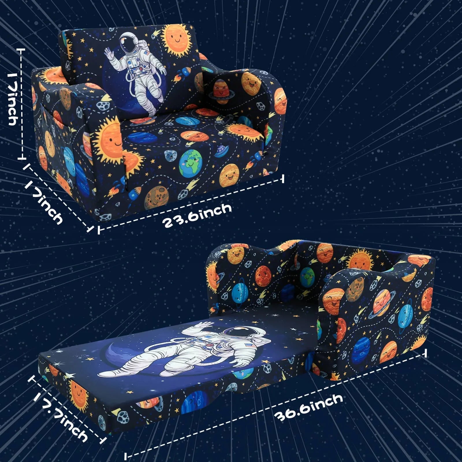 Children's Fold Out Sofa With Patterns