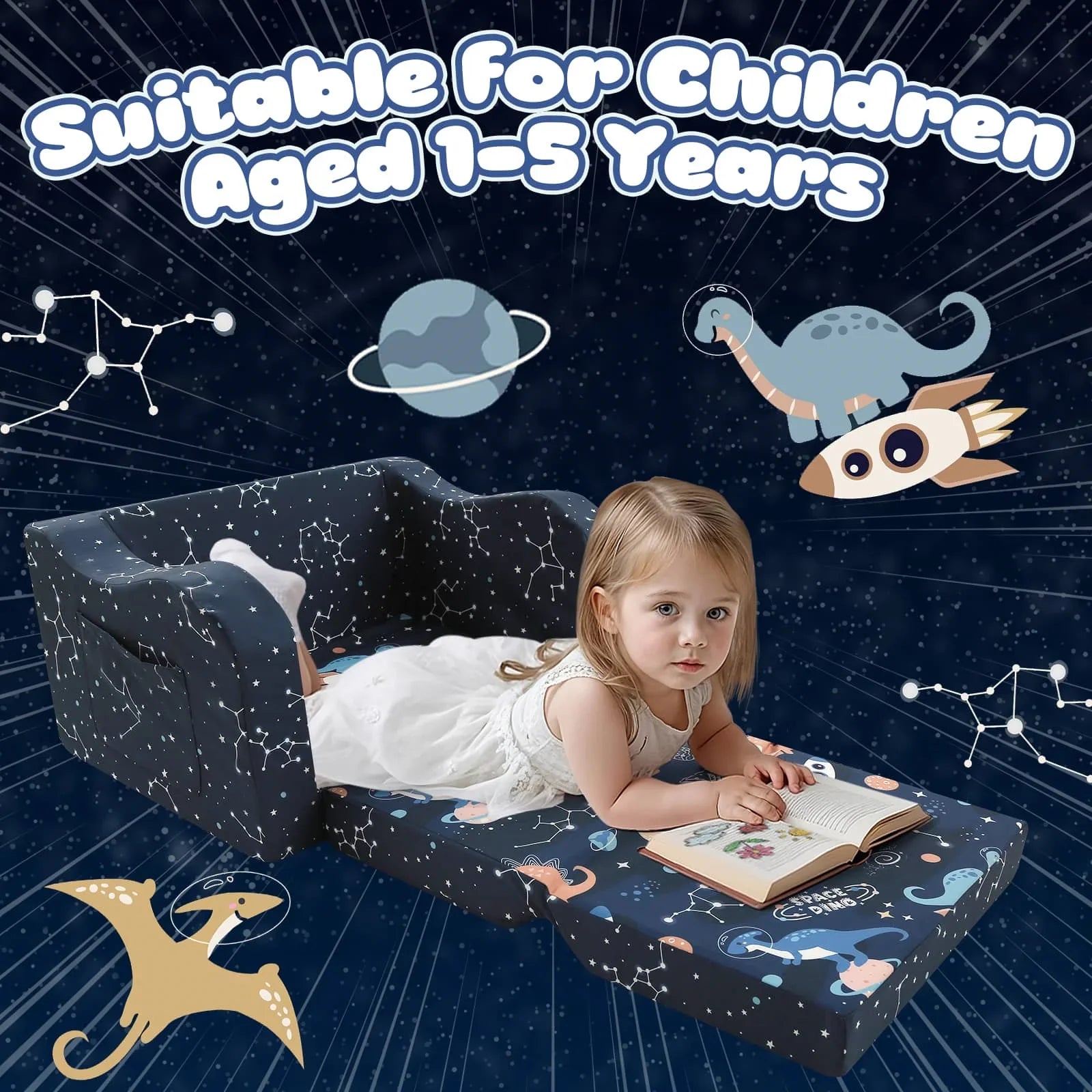 Children's Fold Out Sofa With Patterns