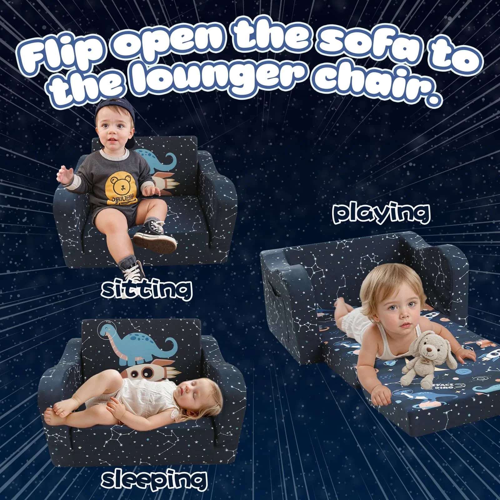 Children's Fold Out Sofa With Patterns