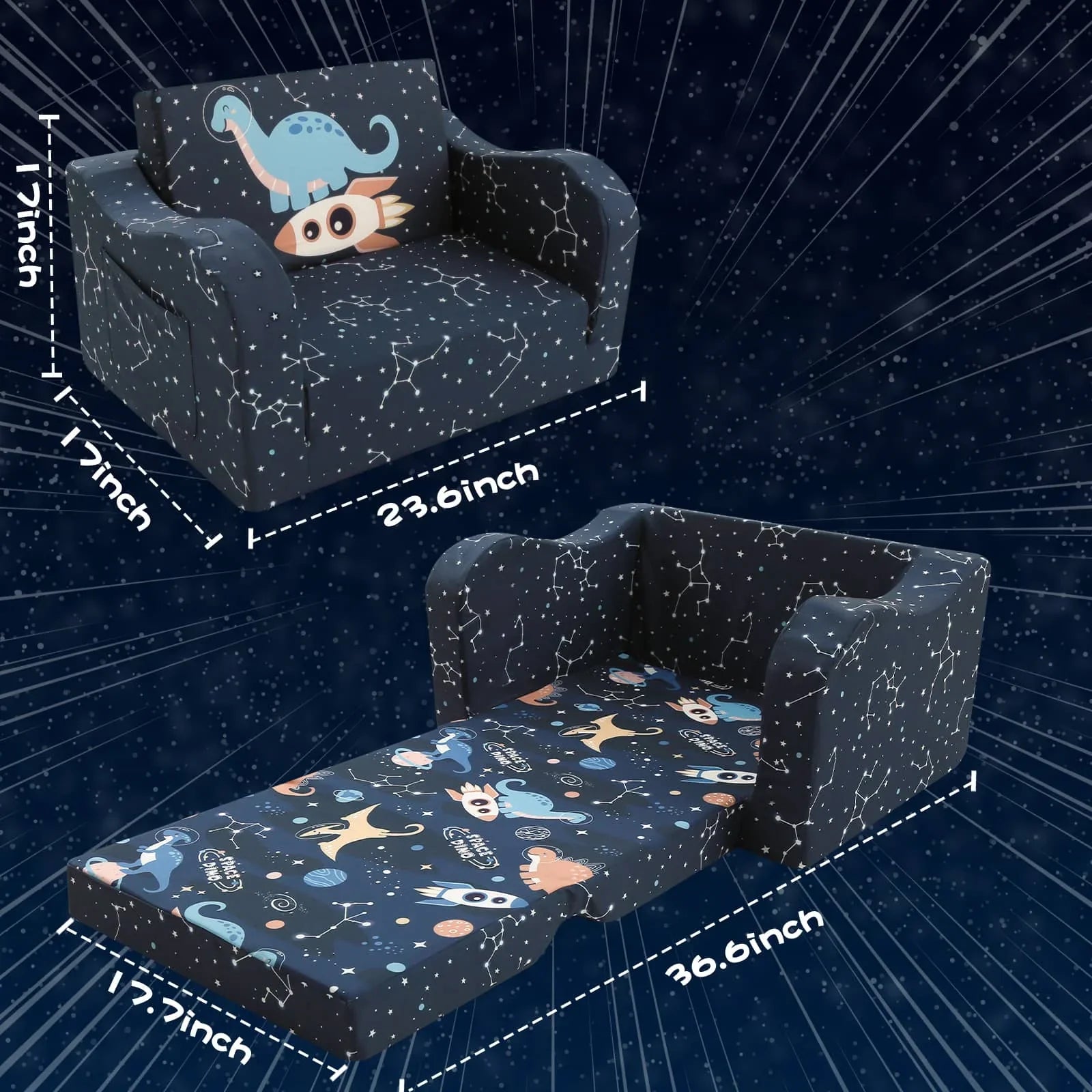 Children's Fold Out Sofa With Patterns