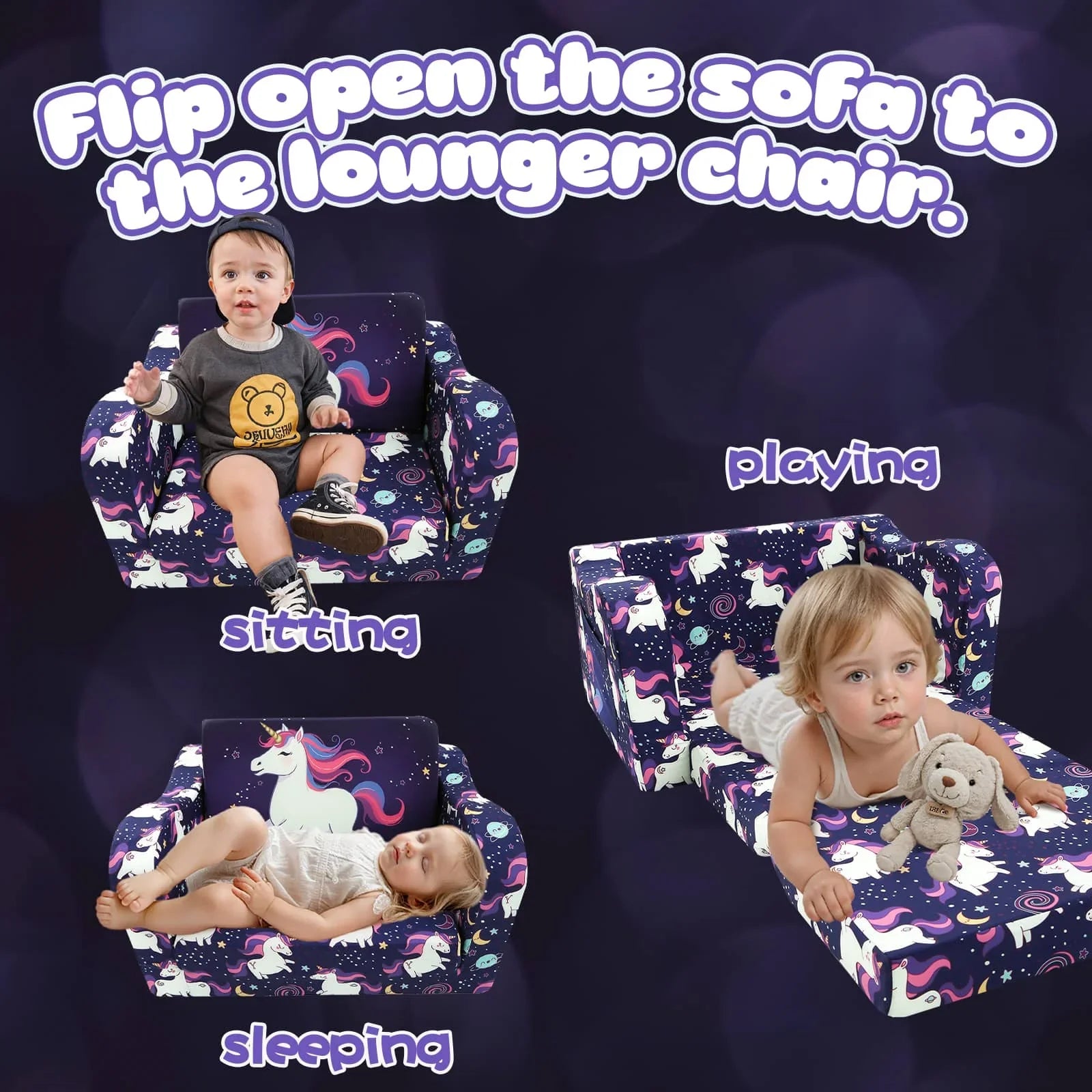 Children's Fold Out Sofa With Patterns