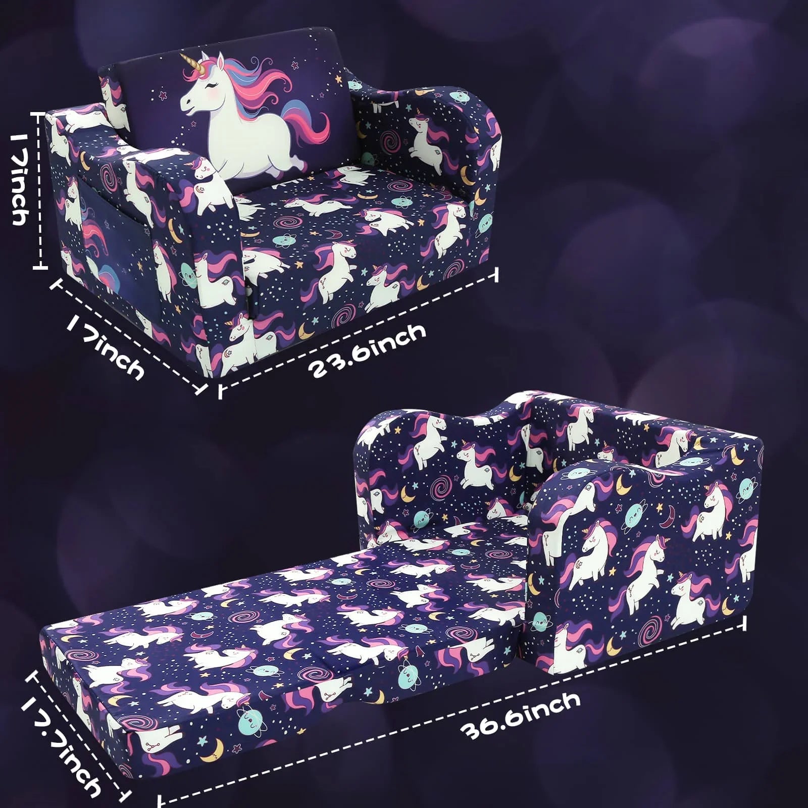 Children's Fold Out Sofa With Patterns