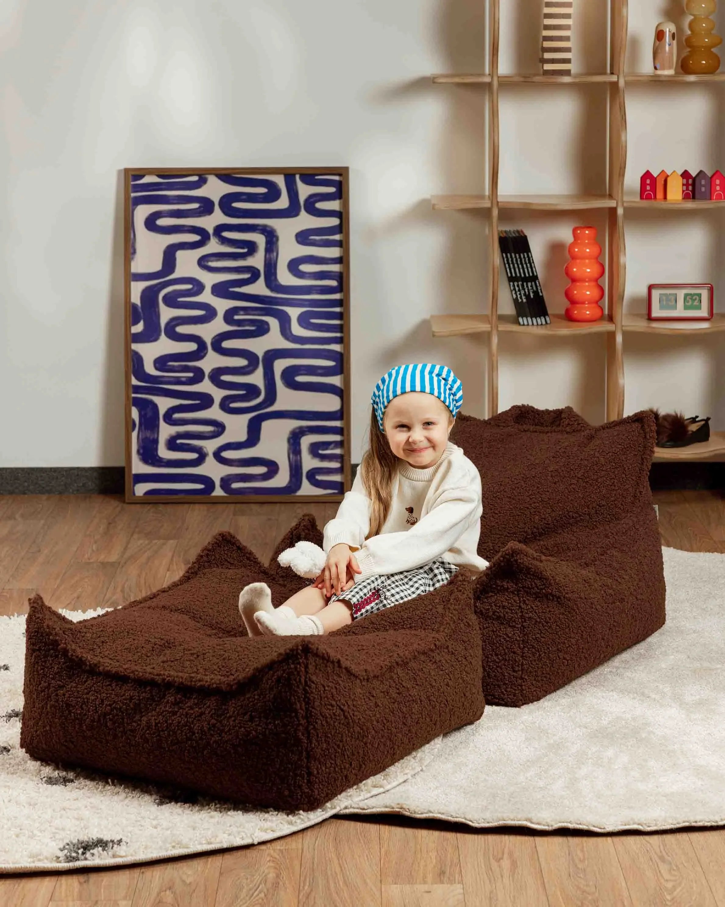 Warm Hazel Beanbag Chair & Ottoman Set
