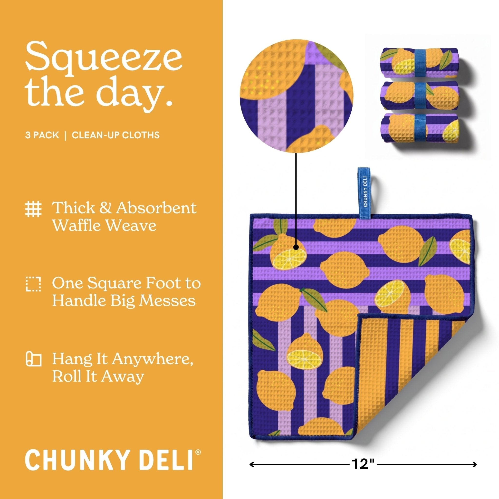Squeeze The Day | 3 Pack Clean-up Cloths