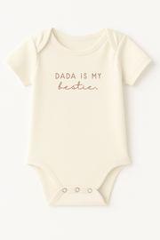 Dada Is My Bestie Clay Organic Cotton Short Sleeve Baby Bodysuit
