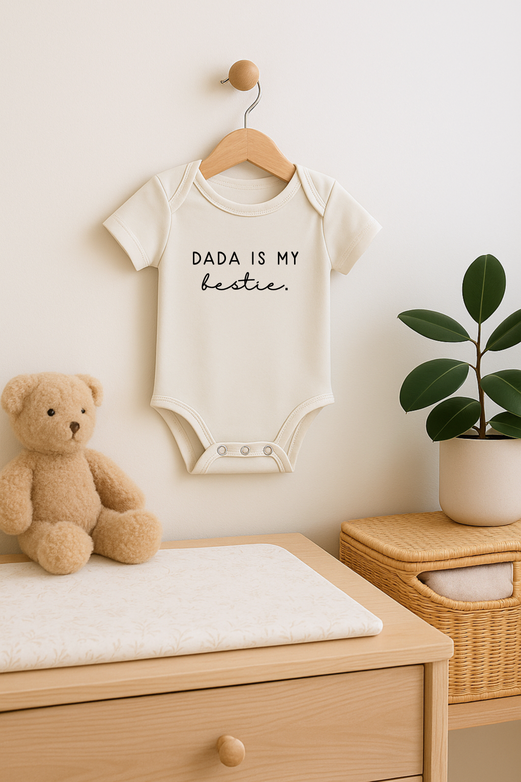 Dada Is My Bestie Organic Cotton Short Sleeve Baby Bodysuit