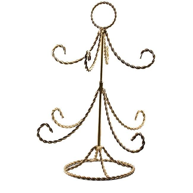 Gold Tone Twisted Wire Tree Ornament Stand 14 Inches