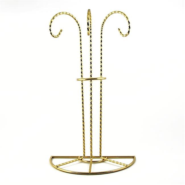 Swirl Legs Gold Tone Metal 3 Ornaments Stand 11 Inches