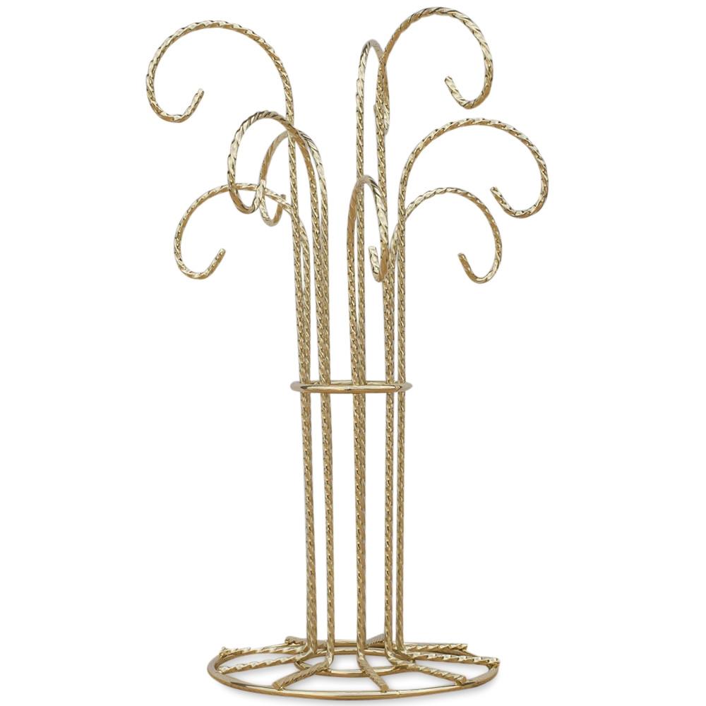 9 Arm Gold Tone Twisted Brass Metal 9 Ornaments Stand 12 Inches