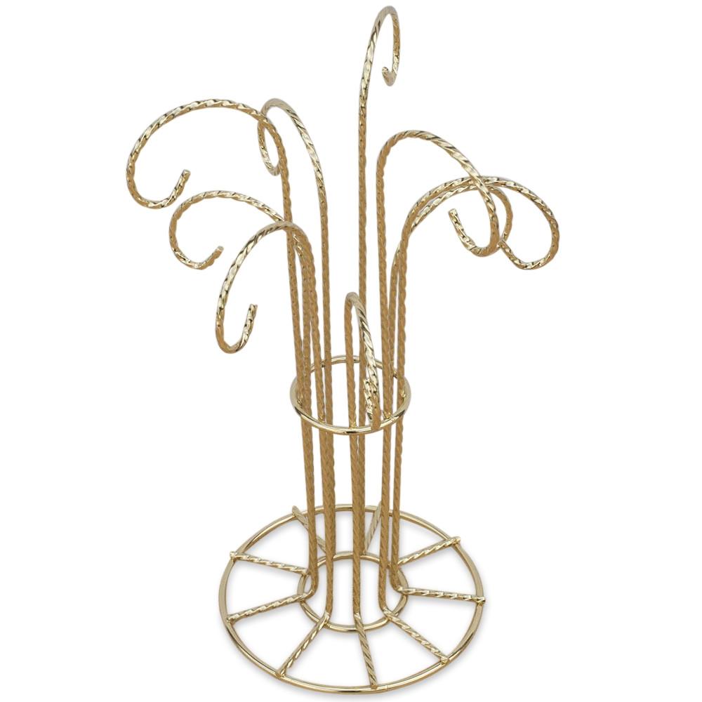 9 Arm Gold Tone Twisted Brass Metal 9 Ornaments Stand 12 Inches