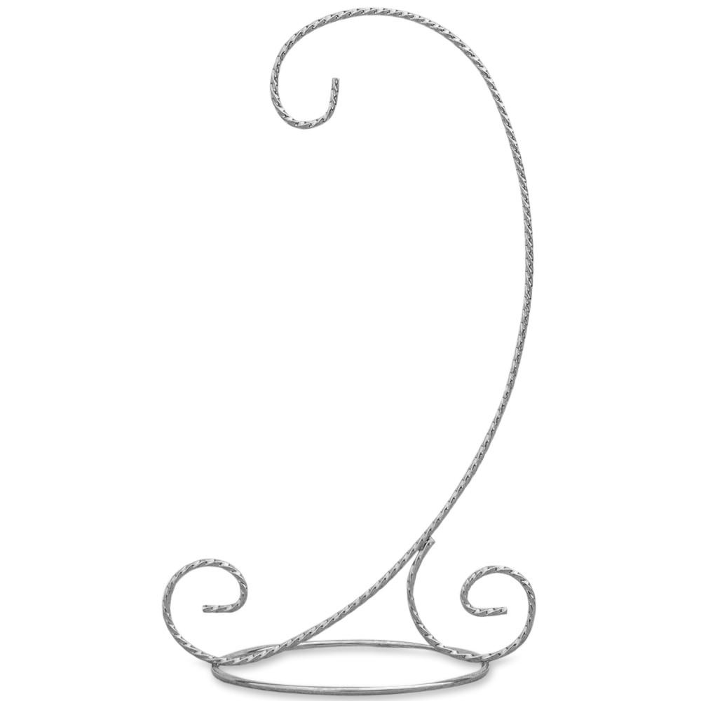 Curved & Twisted Silver Tone Metal Ornament Stand 9.5 Inches