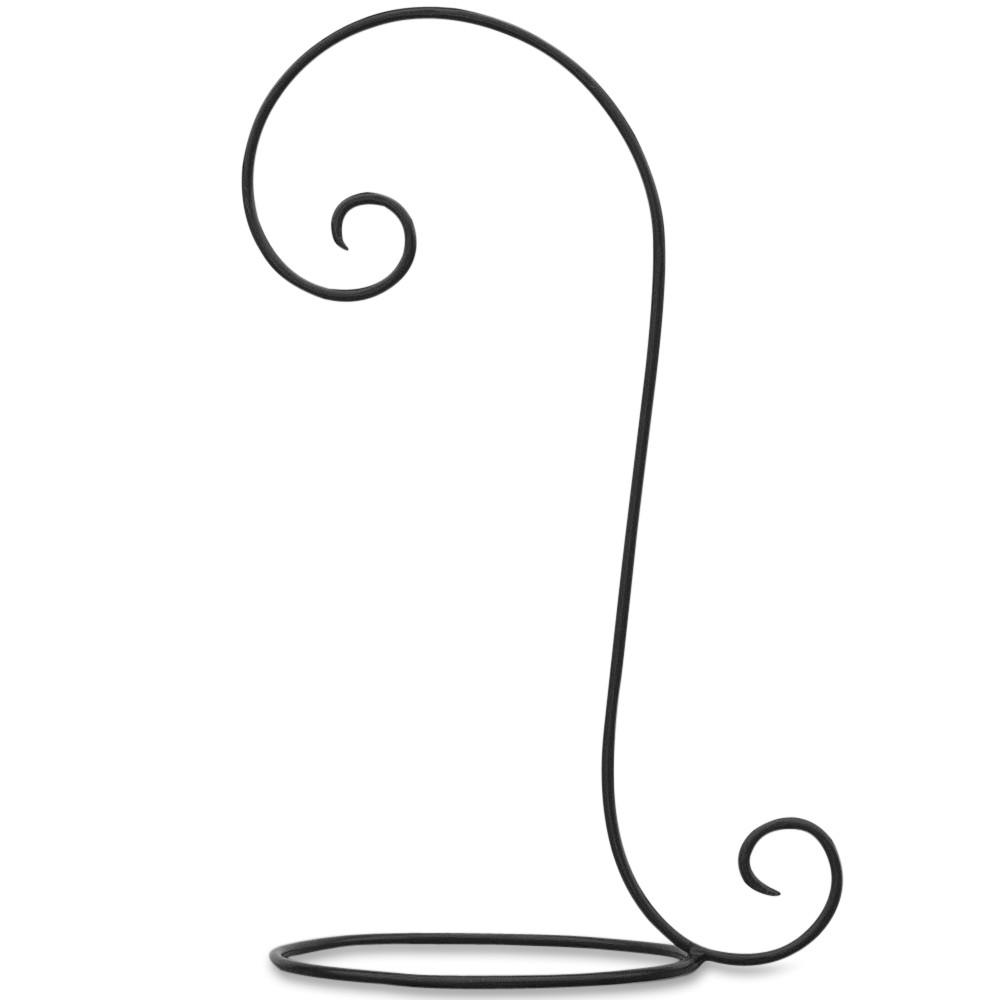 Curved Black Wrought Iron Ornament Stand 18.5 Inches