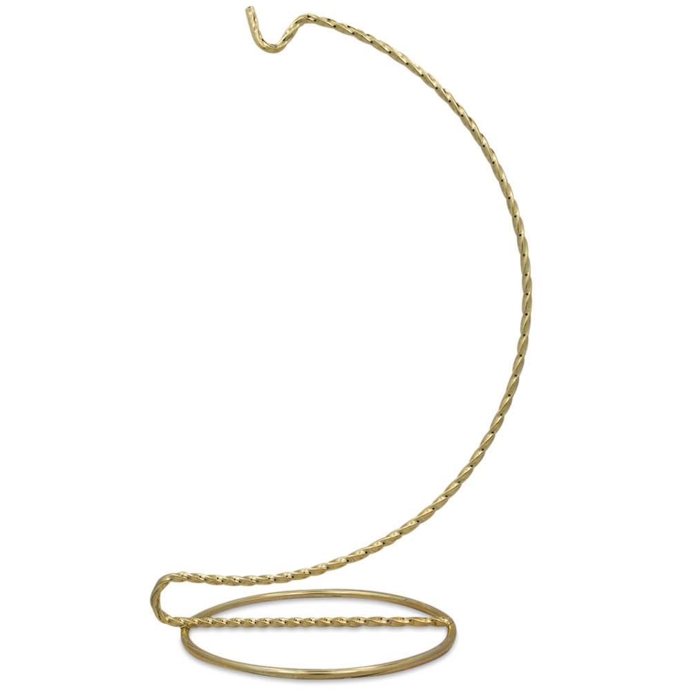 Twisted Wire Curve Gold Tone Metal Ornament Stand Display Holder 6.25 Inches Tall