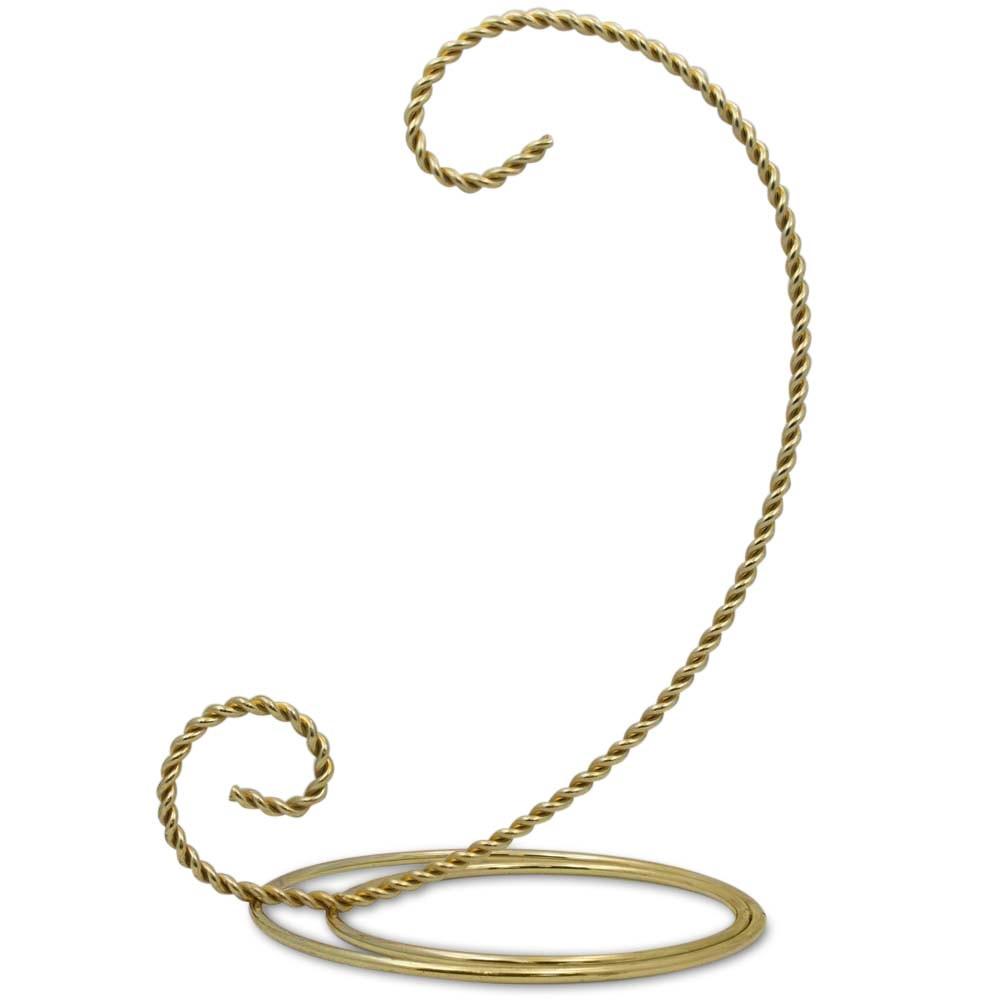 Twisted Wire Double Round Base Gold Tone Metal Ornament Stand Display Holder 7 Inches Tall