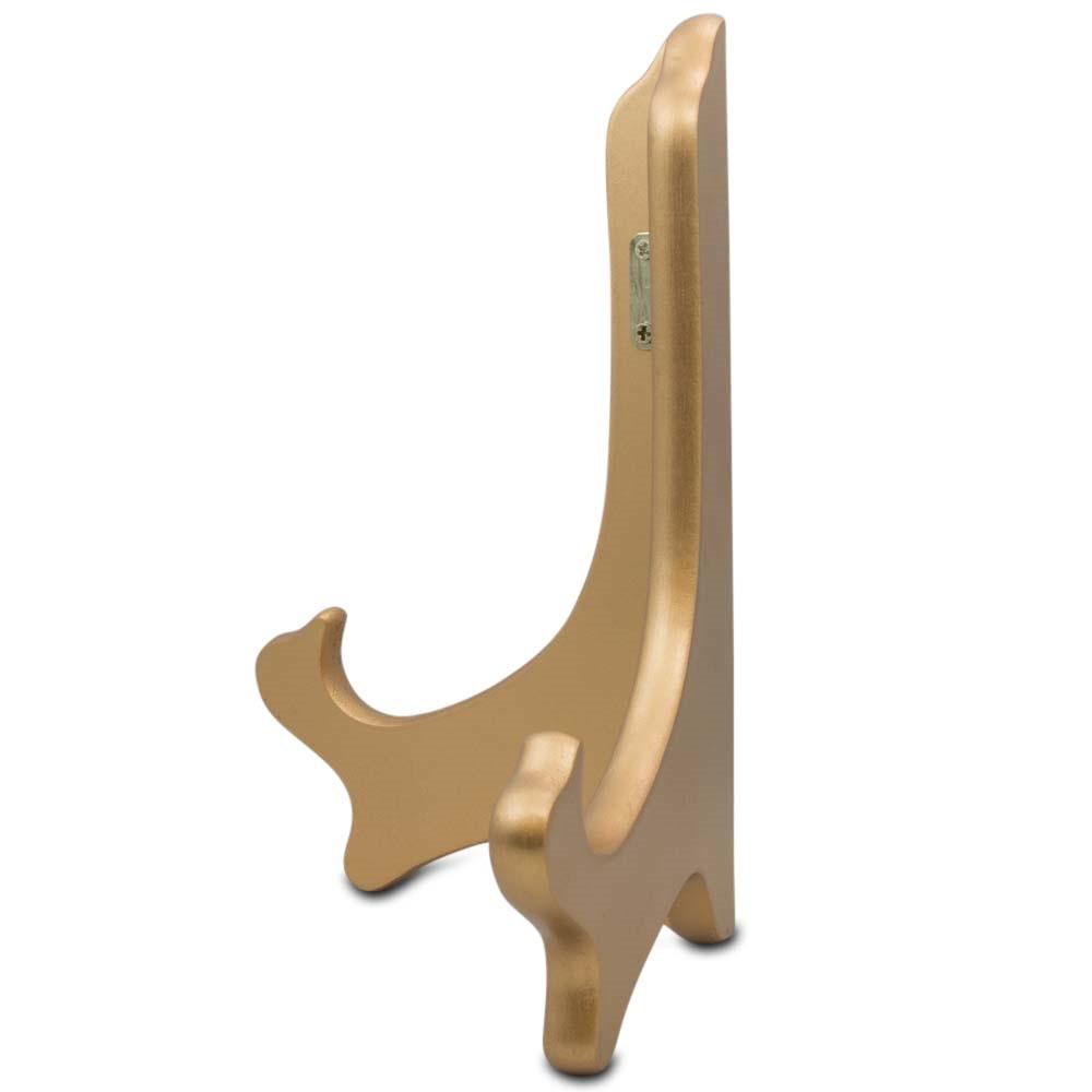 Wooden Gold Finish Plate Holder Folding Easel Display Hinge Stand 9 Inches