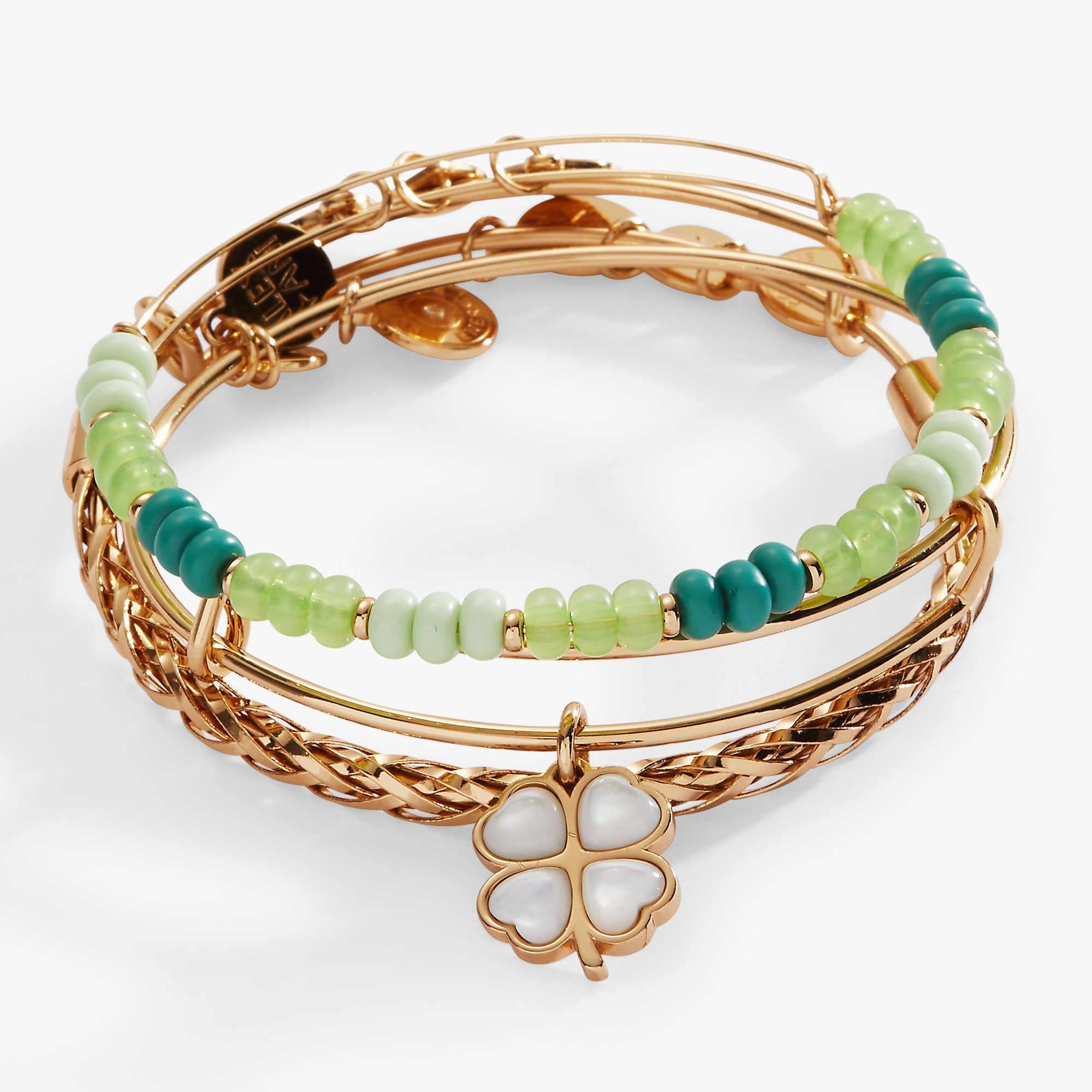 Lucky Four-leaf Clover Set Of 3 Bangles