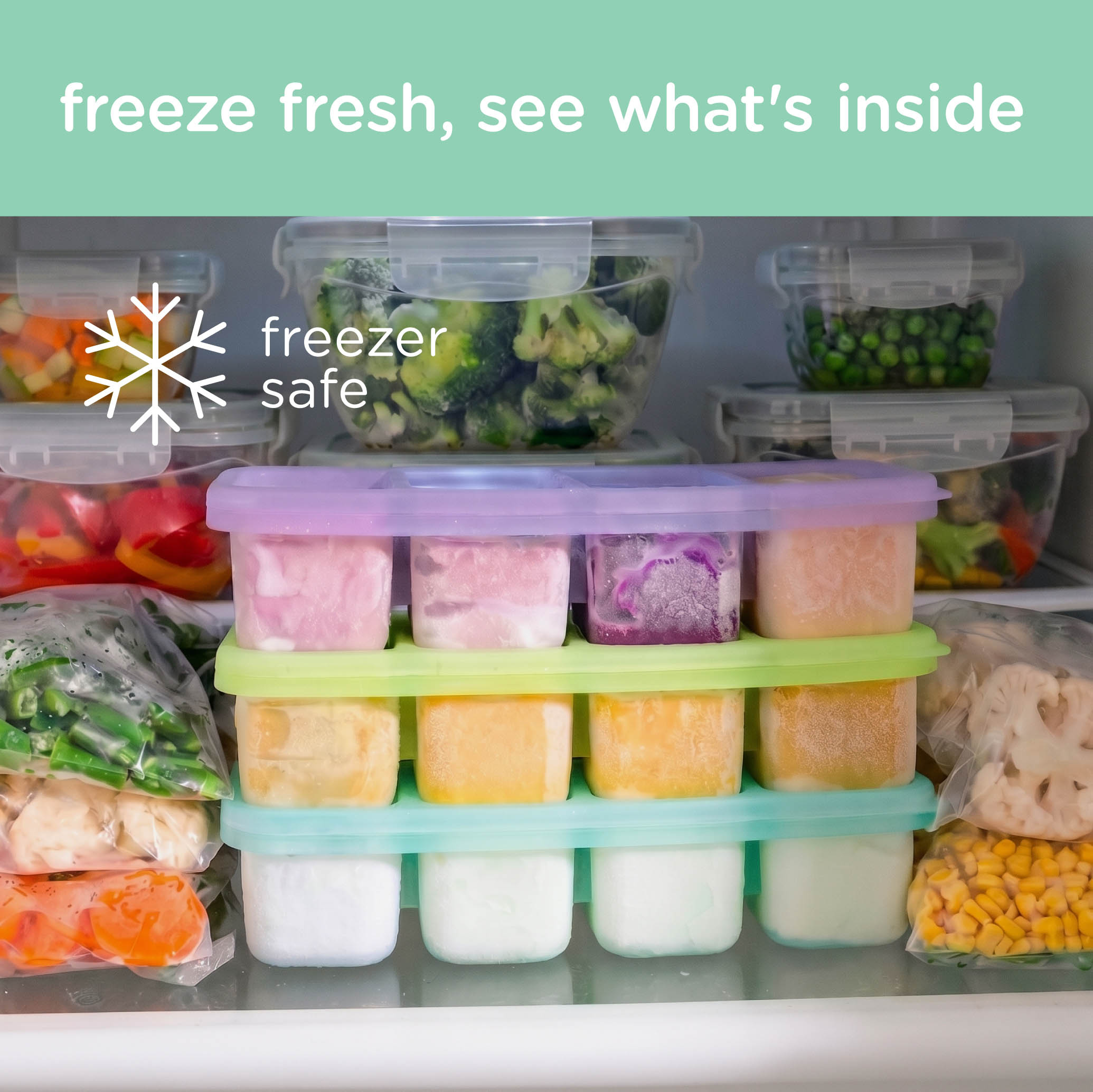 Silicone Freezer Tray For Batch-prepped Baby Food (1/2 Cup)