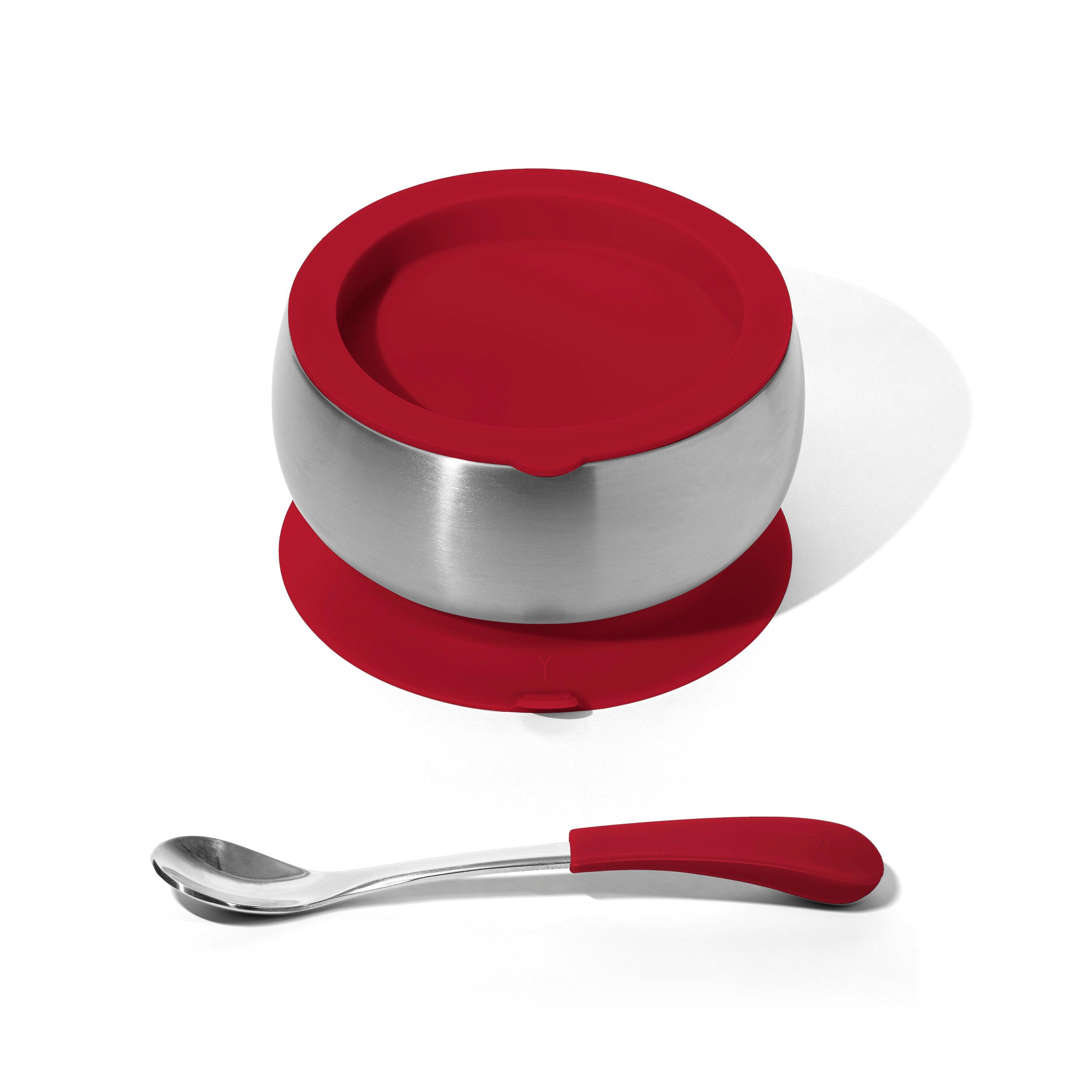Avanchy Stainless Steel Baby Bowl With Spoon Combo + Air Tight Lid