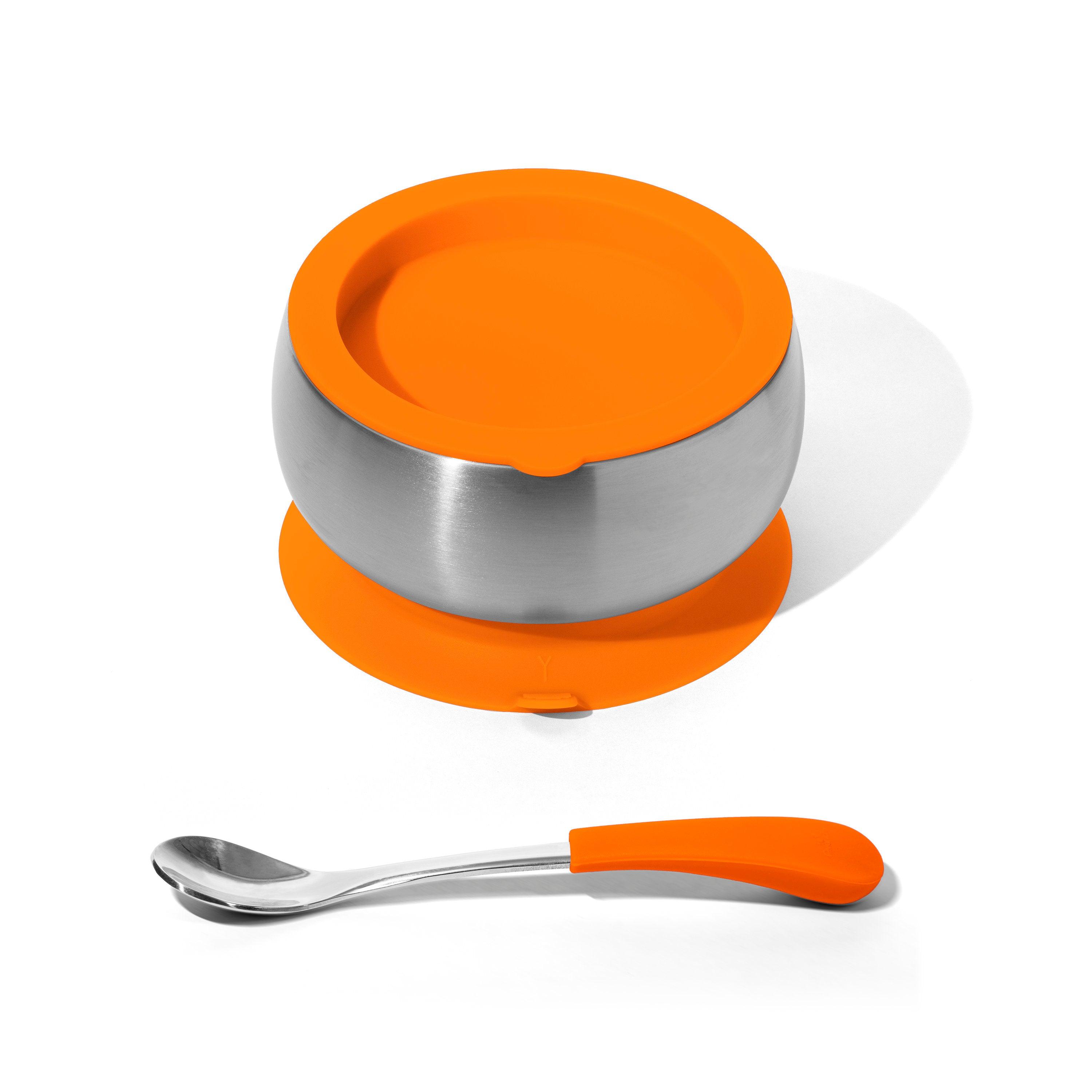 Avanchy Stainless Steel Baby Bowl With Spoon Combo + Air Tight Lid