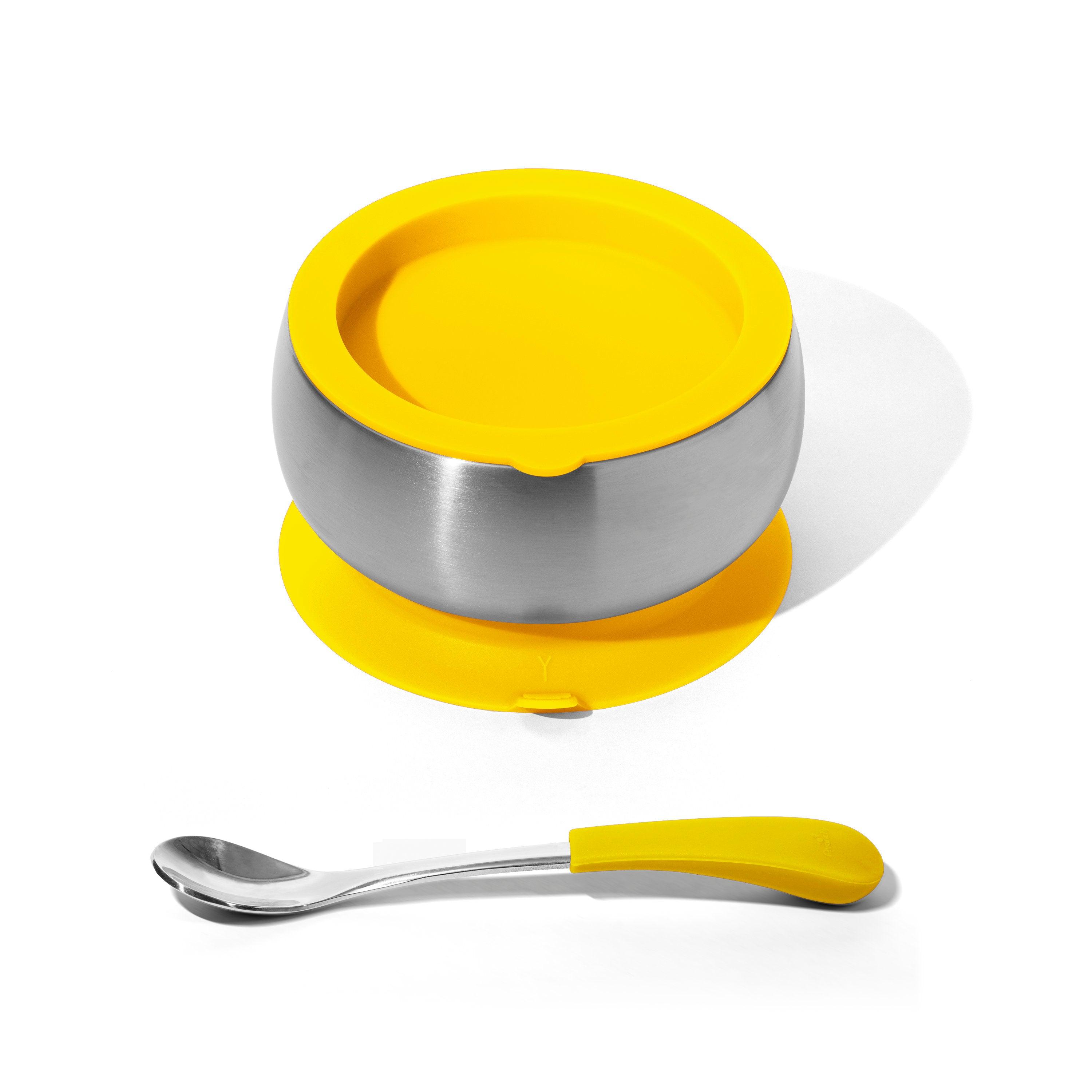 Avanchy Stainless Steel Baby Bowl With Spoon Combo + Air Tight Lid