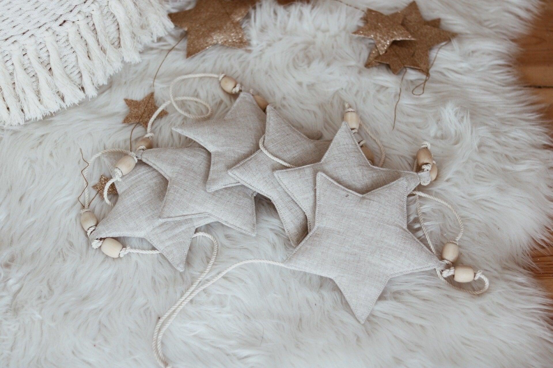 Linen Sand Star Dust Garland With Sand Stars